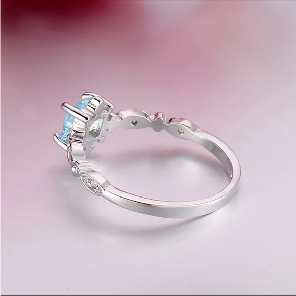 New Women’s 925 Silver Beautiful Aquamarine Ring - Picture 3 of 4